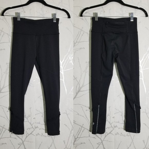 Lululemon Black Luxtreme Mid Rise Stay On Course Crop - Picture 2 of 10